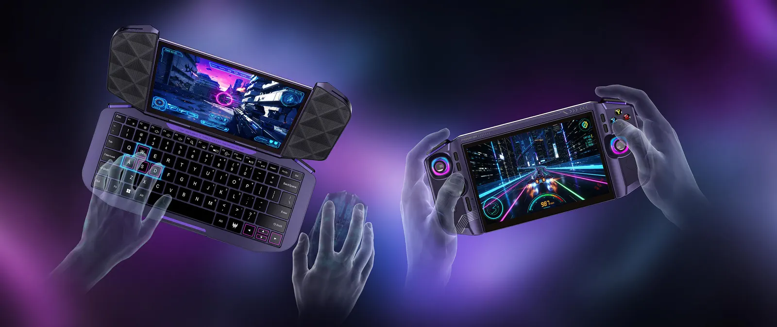 Acer Project DualPlay Mini 鍵盤滑鼠與掌機操作示意