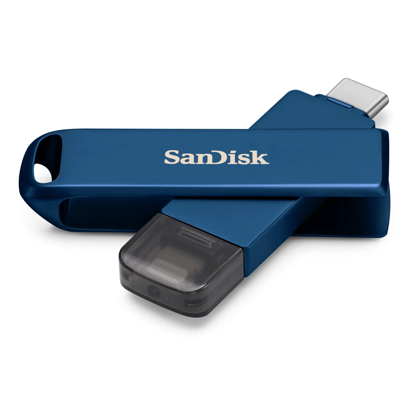 SanDisk Phone Drive 的 Lightning 與 USB-C 雙接頭外觀