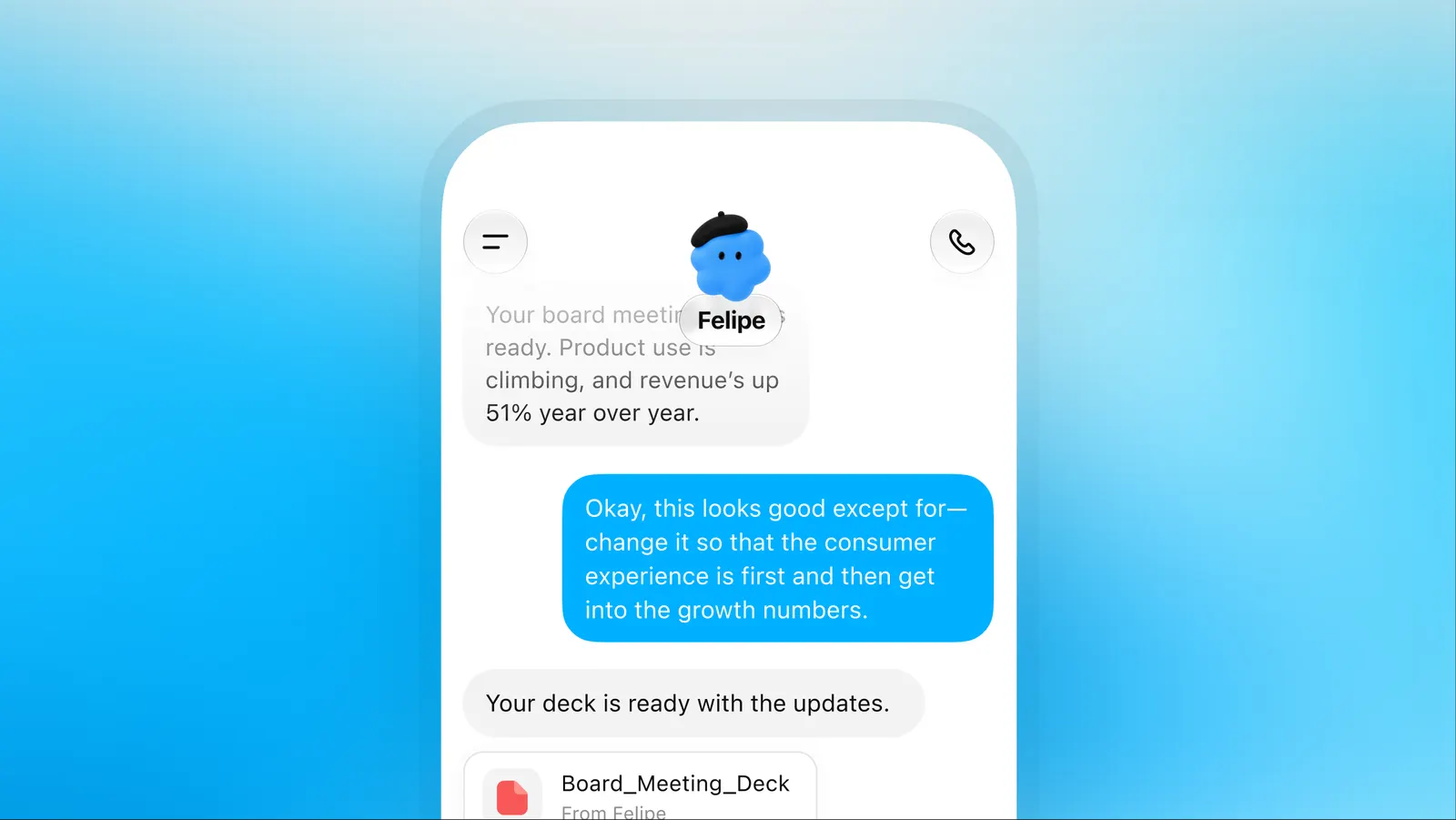 使用者要求 dot 修改簡報內容的官方示意