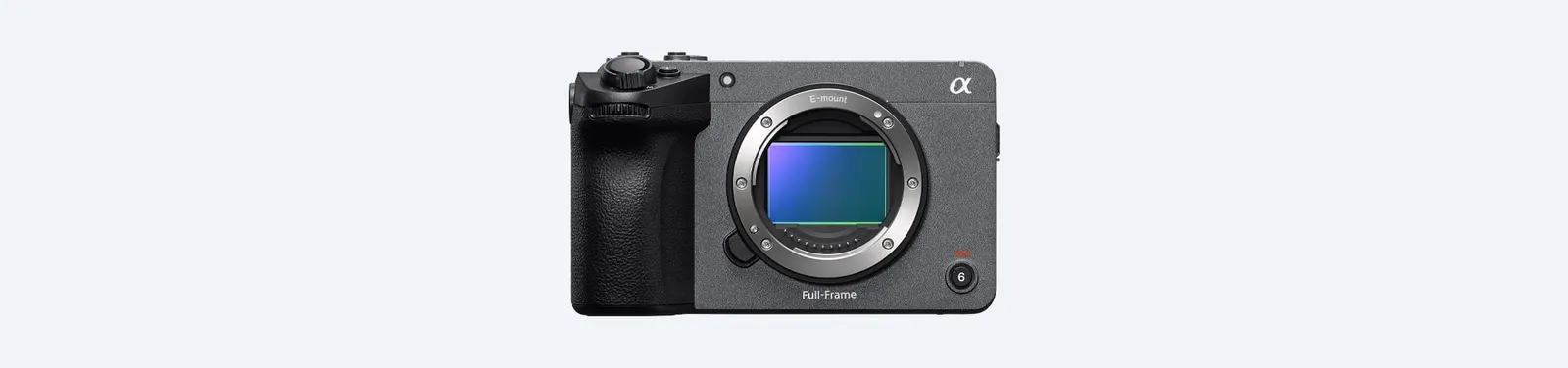 Sony FX5 官方正面產品照，呈現 Cinema Line 平頂機身與主要控制配置