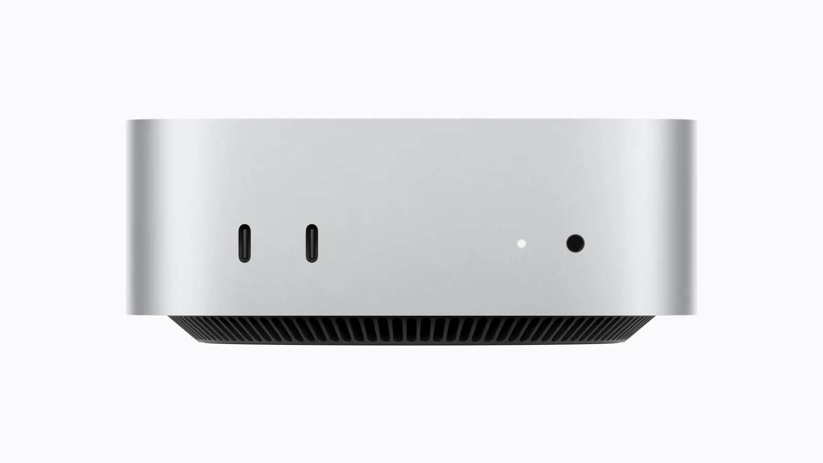 Apple M6 Mac mini 前方 USB-C 與耳機連接埠官方圖