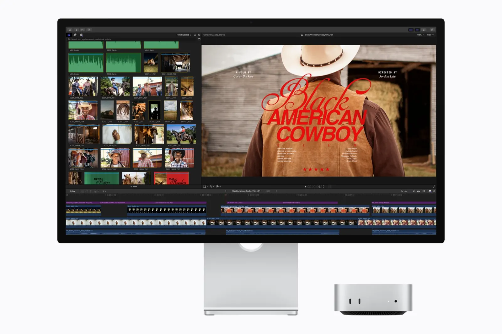 M6 Mac mini 執行 Final Cut Pro 的 Apple 官方工作情境圖
